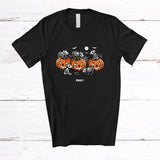 MacnyStore - Personalized Custom Name Skeleton Pigs On Pumpkin; Horror Halloween Farmer Family T-Shirt