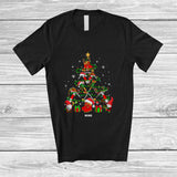 MacnyStore - Personalized Custom Name Santa Climbing Equipment Christmas Tree; Joyful X-mas Lights Family T-Shirt