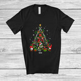 MacnyStore - Personalized Custom Name Santa Fishing Equipment Christmas Tree; Joyful X-mas Lights Family T-Shirt