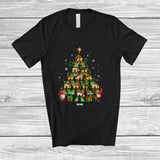 MacnyStore - Personalized Custom Name Scuba Diving Equipment Christmas Tree; Joyful X-mas Lights Family T-Shirt