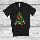 MacnyStore - Personalized Custom Name Santa Sewing Machine Christmas Tree; Joyful X-mas Lights Family T-Shirt
