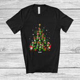 MacnyStore - Personalized Custom Name Skateboarding Equipment Christmas Tree; Joyful X-mas Lights Family T-Shirt