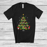 MacnyStore - Personalized Custom Name Snowmobiling Equipment Christmas Tree; Joyful X-mas Lights Family T-Shirt
