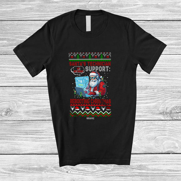 MacnyStore - Personalized Custom Name Santa's Technician Support Rebooting Christmas; Proud Sweater IT T-Shirt