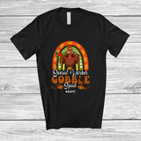 MacnyStore - Personalized Custom Name Social Worker Gobble; Proud Thanksgiving Plaid Rainbow Turkey T-Shirt