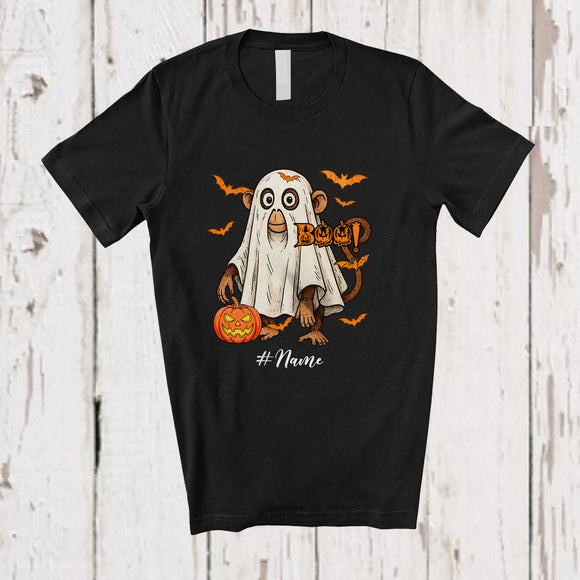 MacnyStore - Personalized Custom Name Monkey Boo Ghost Cosplay; Horror Halloween Wild Animal Lover T-Shirt