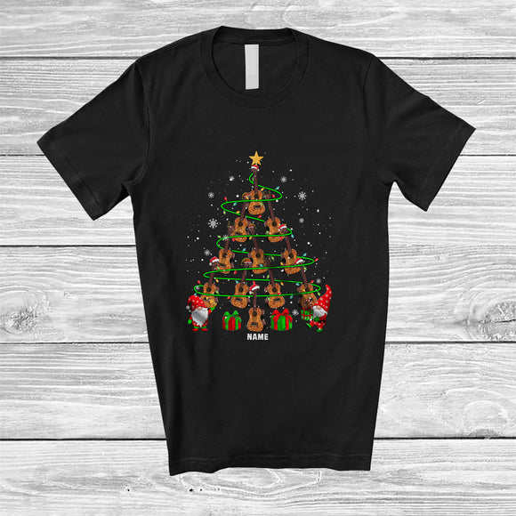 MacnyStore - Personalized Custom Name Ukulele Christmas Tree; Joyful Ukulele Player Musical Instrument T-Shirt