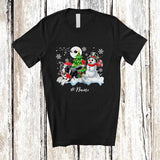 MacnyStore - Personalized Custom Name Santa Border Collie Snowman; Lovely Christmas Tree Friends Family T-Shirt