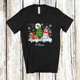 MacnyStore - Personalized Custom Name Santa Bulldog Snowman; Lovely Christmas Tree Friends Family T-Shirt