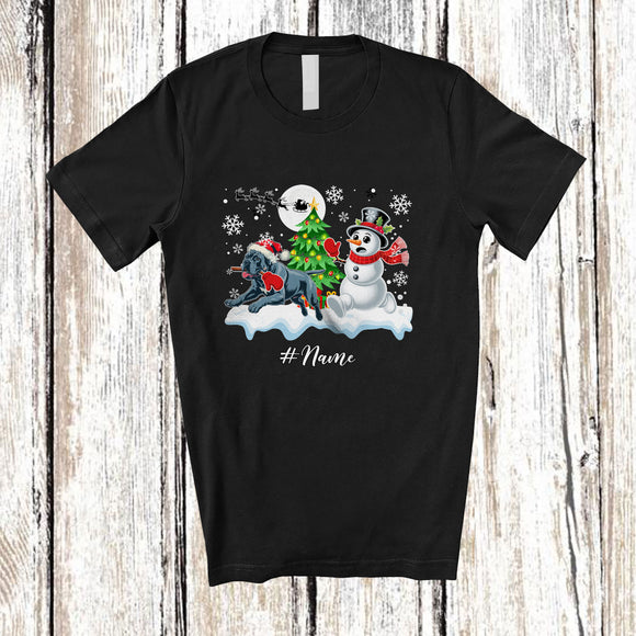 MacnyStore - Personalized Custom Name Santa Cane Corso Snowman; Lovely Christmas Tree Friends Family T-Shirt