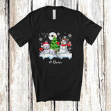 MacnyStore - Personalized Custom Name Santa Kitten Snowman; Lovely Christmas Tree Friends Family T-Shirt