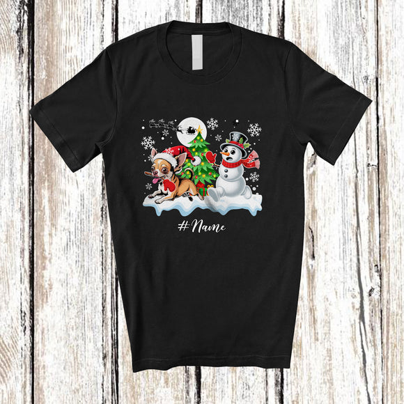 MacnyStore - Personalized Custom Name Santa Chihuahua Snowman; Lovely Christmas Tree Friends Family T-Shirt