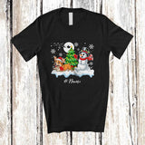 MacnyStore - Personalized Custom Name Santa Corgi Snowman; Lovely Christmas Tree Friends Family T-Shirt