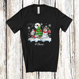 MacnyStore - Personalized Custom Name Santa Dalmatian Snowman; Lovely Christmas Tree Friends Family T-Shirt