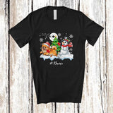 MacnyStore - Personalized Custom Name Santa Pomeranian Snowman; Lovely Christmas Tree Friends Family T-Shirt