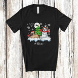 MacnyStore - Personalized Custom Name Santa Pug Snowman; Lovely Christmas Tree Friends Family T-Shirt