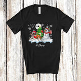MacnyStore - Personalized Custom Name Santa St. Bernard Snowman; Lovely Christmas Tree Friends Family T-Shirt