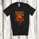 MacnyStore - Personalized Custom Name Skeleton Driving Pick Up Truck; Humorous Halloween Moon Driver T-Shirt
