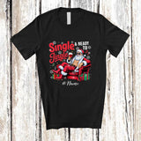 MacnyStore - Personalized Custom Name Single And Ready To Jingle; Cheerful Christmas Santa Drinking Wine T-Shirt