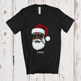 MacnyStore - Personalized Custom Name Black Afro Santa; Proud Christmas Santa Sunglasses African Family T-Shirt