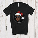 MacnyStore - Personalized Custom Name Black Afro Santa; Proud Christmas Women Santa Face African Family T-Shirt