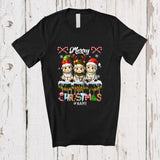 MacnyStore - Personalized Custom Name Merry Christmas; Colorful Three X-mas Santa Elf Sheep; Farmer T-Shirt
