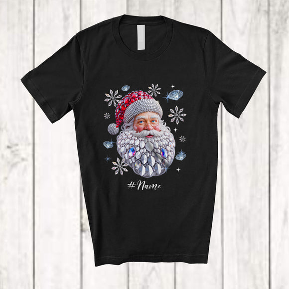 MacnyStore - Personalized Custom Name Bling Santa Face; Awesome Christmas Santa Lover; Pajamas Family Group T-Shirt
