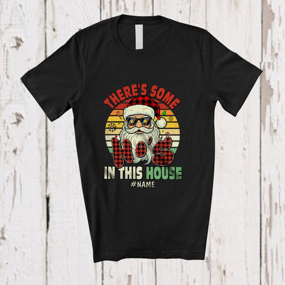 MacnyStore - Personalized Custom Name Some Ho's In This House; Joyful Christmas Adult Plaid Retro Beard Santa T-Shirt