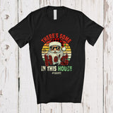 MacnyStore - Personalized Custom Name Some Ho's In This House; Joyful Christmas Adult Plaid Retro Beard Santa T-Shirt