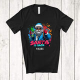 MacnyStore - Personalized Custom Name Santa Is Back; Colorful Christmas Afro Santa Lover; African Family T-Shirt