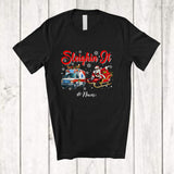 MacnyStore - Personalized Custom Name Sleighin It; Joyful Christmas Santa Dabbing Sleigh Ambulance Reindeer T-Shirt