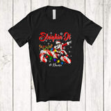 MacnyStore - Personalized Custom Name Sleighin It; Joyful Christmas Santa Dabbing Sleigh Candy Cane Reindeer T-Shirt