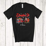 MacnyStore - Personalized Custom Name Sleighin It; Joyful Christmas Santa Dabbing Sleigh Fire Truck Reindeer T-Shirt