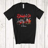 MacnyStore - Personalized Custom Name Sleighin It; Joyful Christmas Santa Dabbing Sleigh Police Car Reindeer T-Shirt