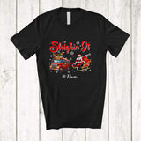MacnyStore - Personalized Custom Name Sleighin It; Joyful Christmas Santa Dabbing Sleigh School Bus Reindeer T-Shirt