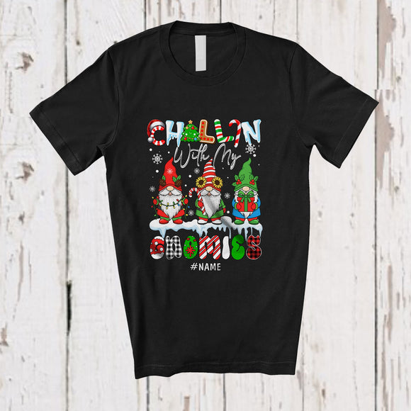 MacnyStore - Personalized Custom Name Chillin' With My Gnomies; Fantastic Christmas Three Gnomes Group T-Shirt