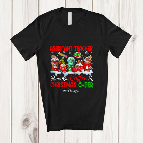 MacnyStore - Personalized Custom Name Assistant Teacher Runs On Coffee Christmas Cheer; Lovely Snow Jobs T-Shirt