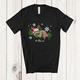 MacnyStore - Personalized Custom Name Santa Reindeer Sloth; Awesome Christmas Lights Sloth Animal T-Shirt