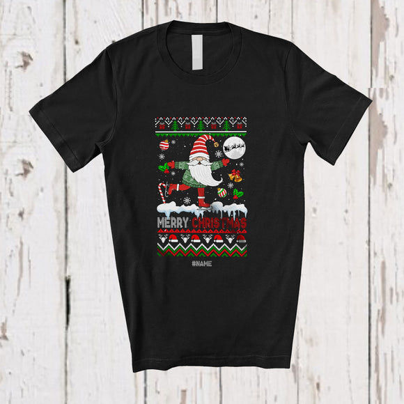 MacnyStore - Personalized Custom Name Merry Christmas; Joyful Sweater Gnome Ski Skating; Outdoor Sport T-Shirt