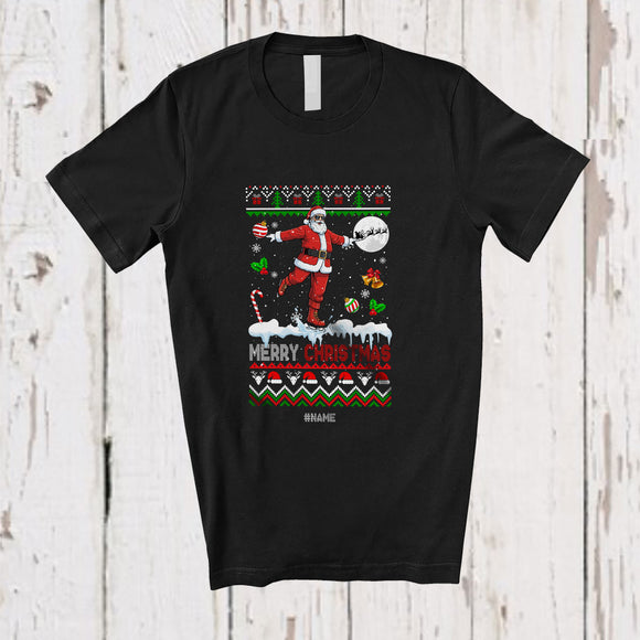 MacnyStore - Personalized Custom Name Merry Christmas; Joyful Sweater Santa Ski Skating; Outdoor Sport T-Shirt