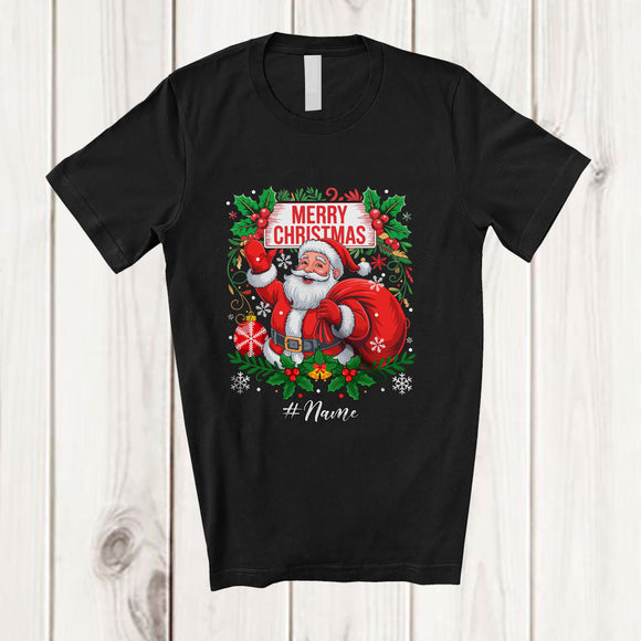 MacnyStore - Personalized Custom Name Merry Christmas; Fantastic X-mas Santa Snow; Friends Family T-Shirt