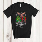 MacnyStore - Personalized Custom Name Merry Christmoose; Lovely Christmas Tree Plaid Buffalo Moose; Couple T-Shirt