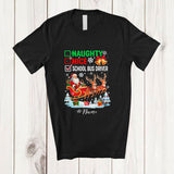 MacnyStore - Personalized Custom Name Naughty Nice School Bus Driver; Amazing Christmas Santa Sleigh T-Shirt
