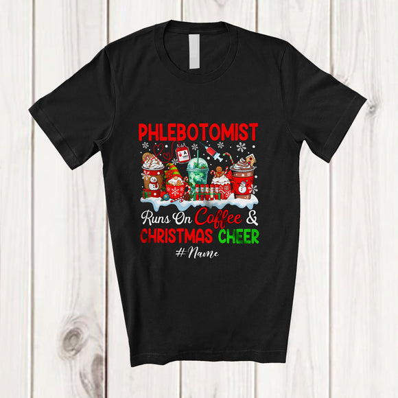 MacnyStore - Personalized Custom Name Phlebotomist Runs On Coffee Christmas Cheer; Lovely Snow Jobs T-Shirt