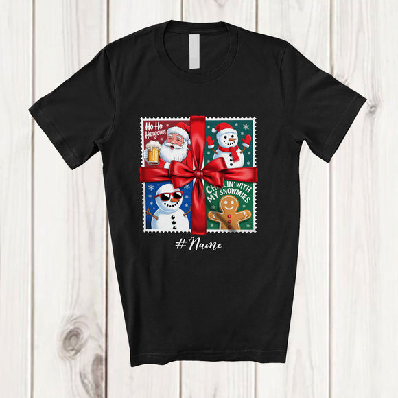 MacnyStore - Personalized Custom Name Santa Beer Snowman Reindeer Collection; Merry Christmas Squad Family T-Shirt