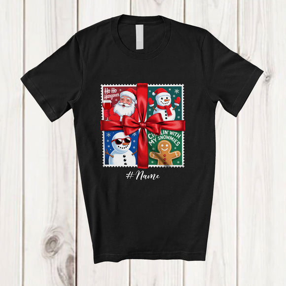 MacnyStore - Personalized Custom Name Santa Wine Snowman Reindeer Collection; Merry Christmas Squad Family T-Shirt