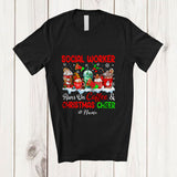 MacnyStore - Personalized Custom Name Social Worker Runs On Coffee Christmas Cheer; Lovely Snow Jobs T-Shirt