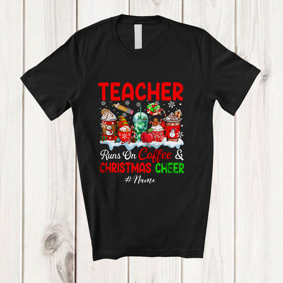 MacnyStore - Personalized Custom Name Teacher Runs On Coffee Christmas Cheer; Lovely Snow Jobs T-Shirt