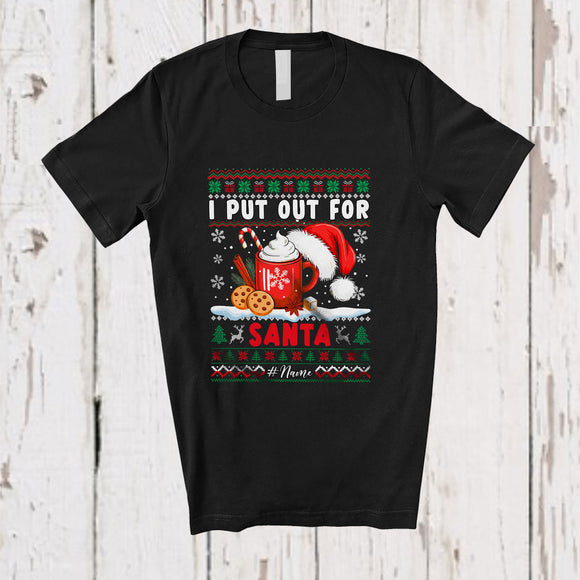 MacnyStore - Personalized Custom Name Custom Name I Put Out For Santa; Joyful Christmas Sweater Milk Santa Cookies T-Shirt
