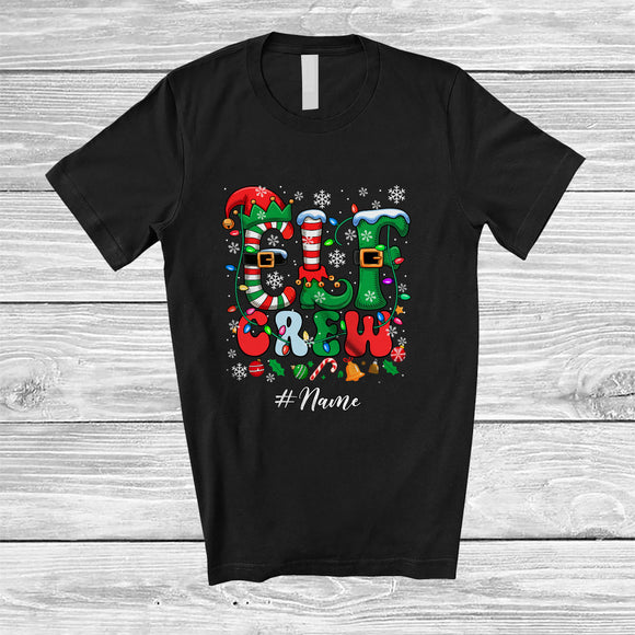 MacnyStore - Personalized Custom Name Elf Crew; Humorous Christmas Lights Elf Costume Pajamas; Family T-Shirt